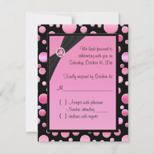 Placa RSVP de Bolinhas Rosa e Preta