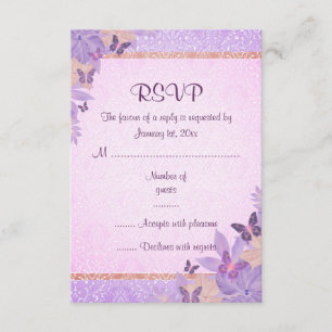 Placa RSVP de Borboleta e Damask Rpper/Peach