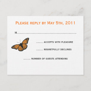 Placa RSVP de Borboleta Moderna - Laranja