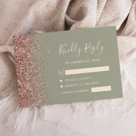 Placa RSVP de Borda Glitter Dourada Rosa Verde de