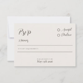 Placa RSVP de Caligrafia Neutra Minimalista Modern