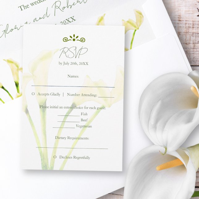 Placa RSVP de Calla Lily para Casamento Mexicano (Criador carregado)