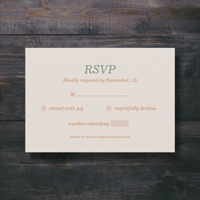 Placa RSVP de camada/Casamento outono (Wreath & Fall Wedding RSVP Card - Front)