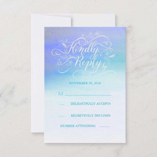 Placa RSVP de Casamento Azul Moderno de Moldura (Frente)