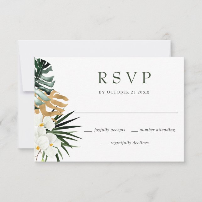 Placa RSVP de Casamento Boêmico das Orquídeas Bran (Frente)