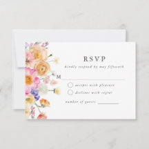 Placa RSVP de Casamento Botânico Moderno Brilhante
