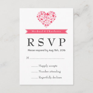 Placa RSVP de Casamento Branco e Rosa Pequeno