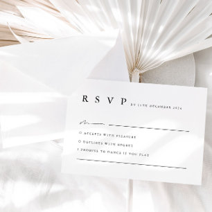 Placa RSVP de Casamento Branco Negra Neutro Minima