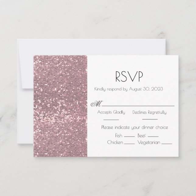 Placa RSVP de Casamento Brilhante Cor-de-Rosa Dour (Frente)