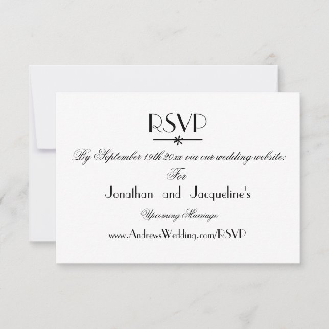 Placa RSVP de Casamento Chic de Script Elegante Si (Frente)