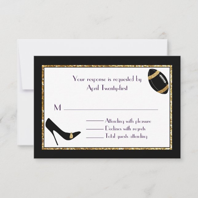 Placa RSVP de Casamento com Largura Negra e Faux (Frente)