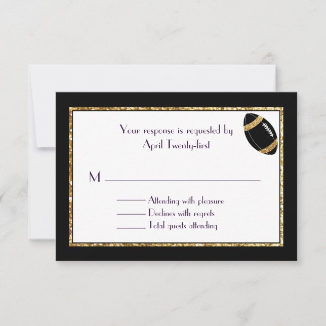 Placa RSVP de Casamento com Largura Negra e Faux (Frente)