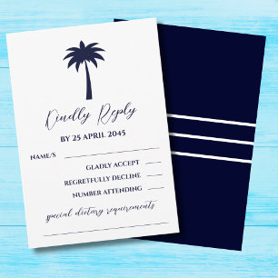 Placa RSVP de Casamento Costeiro de Árvore de Palm