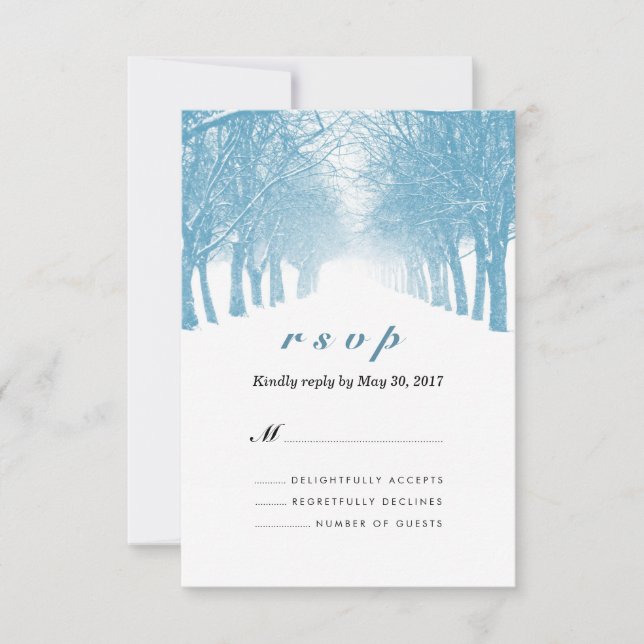 Placa RSVP de Casamento da Avenida Winter Trees (Frente)