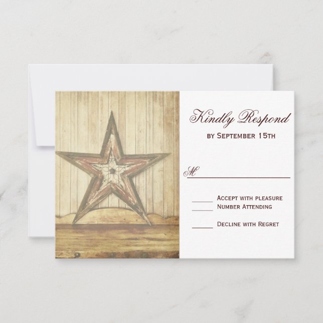 Placa RSVP de Casamento da Estrela da Madeira Ocid (Frente)