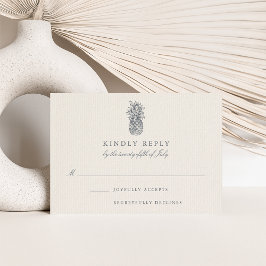 Placa RSVP de Casamento de Abacaxi da Ilha Vintage