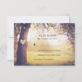 Placa RSVP de Casamento de Árvore Coração