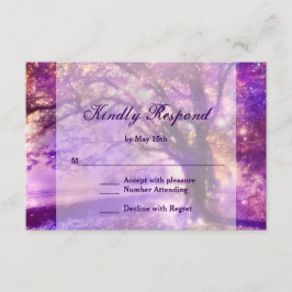 Placa RSVP de Casamento de Árvore de Carvalho Roxo