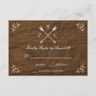 Placa RSVP de Casamento de Árvore Rustic