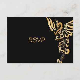 Placa RSVP de Casamento de Ascensão Phoenix ouro