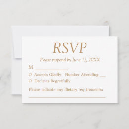 Placa RSVP de Casamento de Beige do Ouro Branco