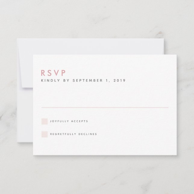 Placa RSVP de Casamento de Blush (Frente)