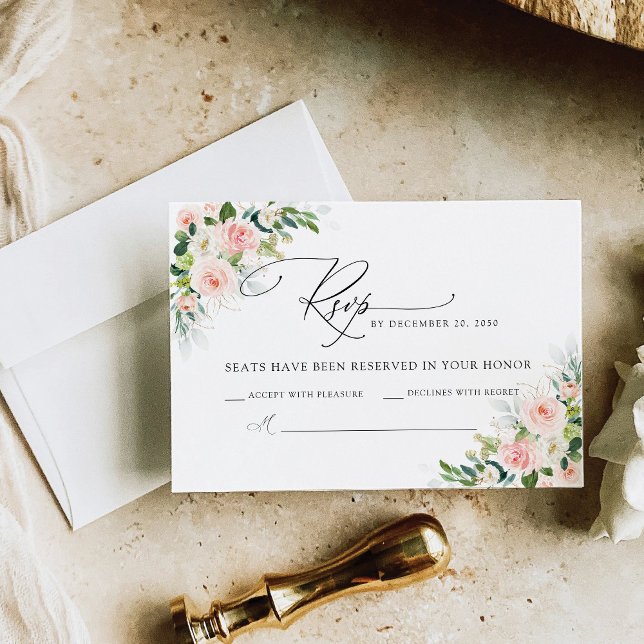 Placa RSVP de Casamento de Blush Eethal (Criador carregado)