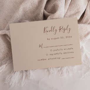 Placa RSVP de Casamento de Boho Neutro de Script M