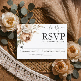 Placa RSVP de Casamento de Boho Russo com Pampas e