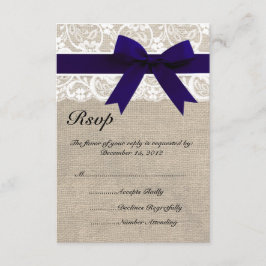 Placa RSVP de Casamento de Borda BrancaRibbon e Bu