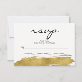 Placa RSVP de Casamento de Brushaft Dourada Modern