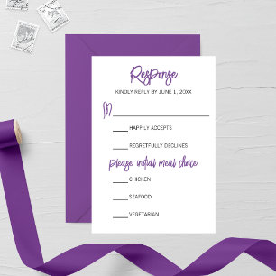 Placa RSVP de Casamento de Casamento Purple Minima