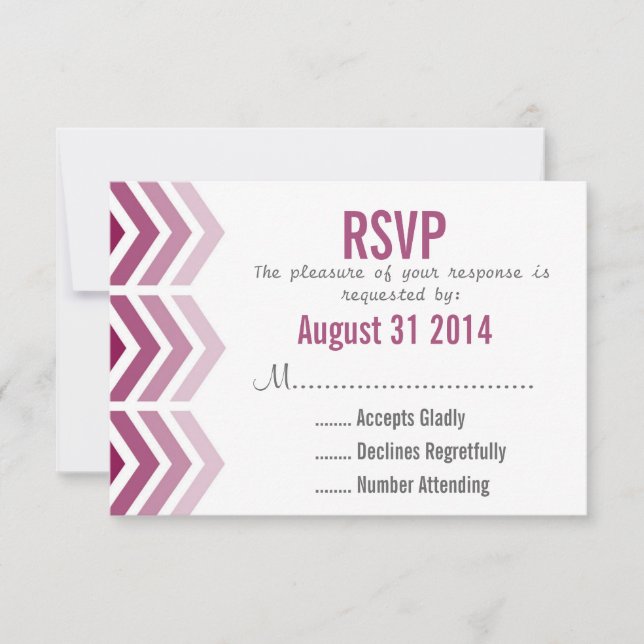 Placa RSVP de Casamento de Chevron Moderno de Arro (Frente)