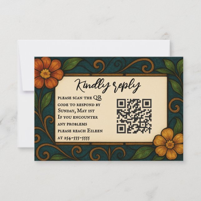 Placa RSVP de Casamento de Código QR de Vidro Esta (Frente)