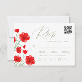 Placa RSVP de Casamento de Código QR Floral de Aqu