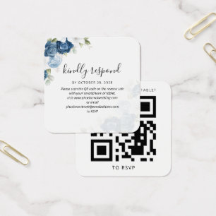 Placa RSVP de Casamento de Código QR Floral de Wat
