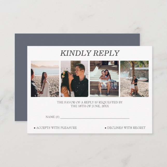 Placa RSVP de Casamento de Colagem de Fotografias  (Frente/Verso)