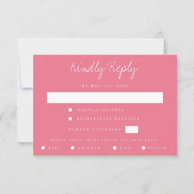 Placa RSVP de Casamento de Coordenadas Rosa (Frente)