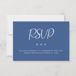 Placa RSVP de Casamento de Corações Azuis e Branco