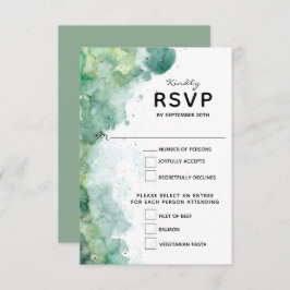 Placa RSVP de Casamento de Cores Aquáticas Verde A