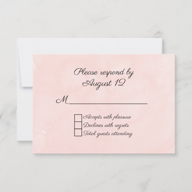 Placa RSVP de Casamento de Cores d'Água Blush (Frente)