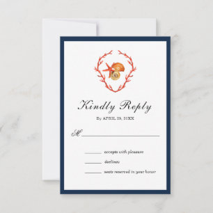 Placa RSVP de Casamento de Cores d'Água do Seashel