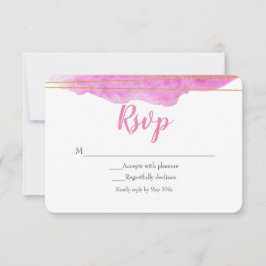 Placa RSVP de Casamento de Cores d'Água Rosa e Dou