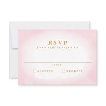 Placa RSVP de Casamento de Cores d'Água Rosa Moder