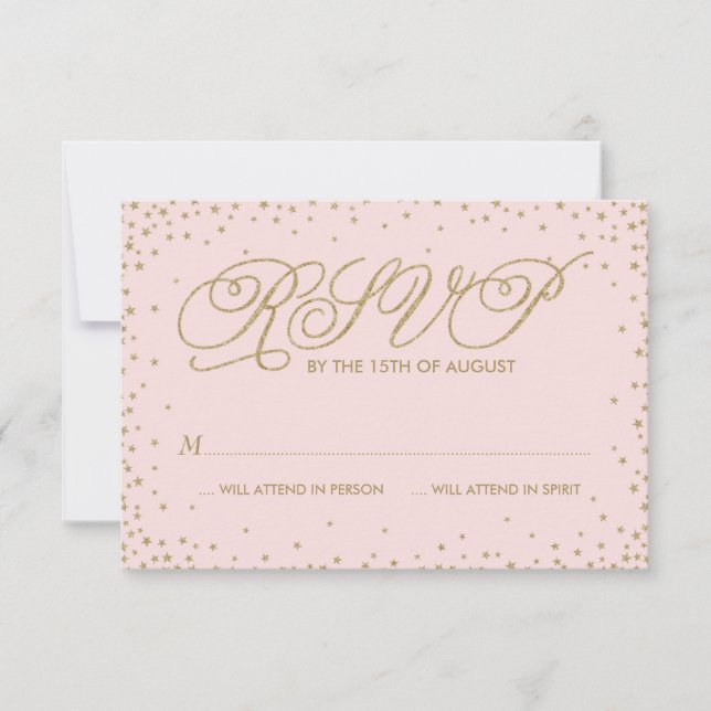 Placa RSVP de Casamento de Estrelas de Rico Rosa e (Frente)