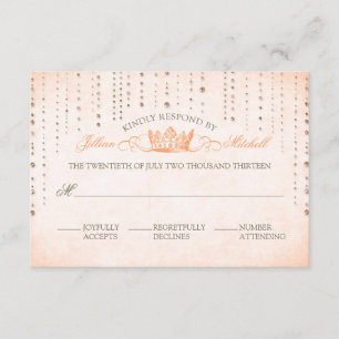 Placa RSVP de Casamento de Fairytale Peach Sparkle