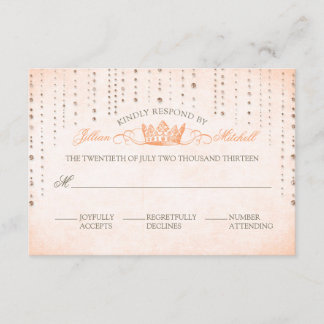 Placa RSVP de Casamento de Fairytale Peach Sparkle