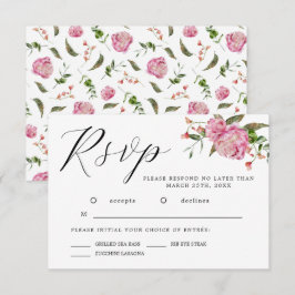Placa RSVP de Casamento de Flor de Água Rosa