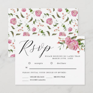 Placa RSVP de Casamento de Flor de Água Rosa