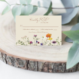 Placa RSVP de Casamento de Flores Selvagens - Flor